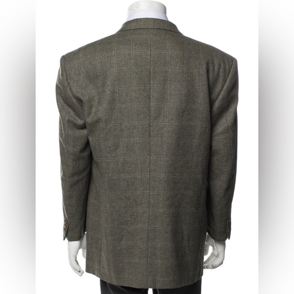 Ing. Loro Piana & C. Euromoda Wool Cashmere Gray Taupe Plaid Print Blazer Size M - Picture 3 of 12
